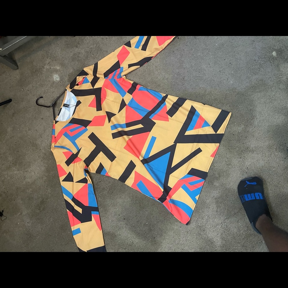 Men’s Long sleeve Henry shirt Geometric Print